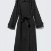 Übergroßer, doppelreihiger Trenchcoat aus Canvas – Schwarz Übergroßer, doppelreihiger Trenchcoat aus Canvas – Schwarz
