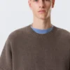Übergroßer, schwerer Baumwoll-Pullover – Braun meliert Übergroßer, schwerer Baumwoll-Pullover – Braun meliert