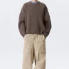 Übergroßer, schwerer Baumwoll-Pullover – Braun meliert Übergroßer, schwerer Baumwoll-Pullover – Braun meliert