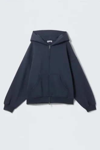 Übergroßer, schwerer Kapuzenpullover mit Reißverschluss – Marineblau Übergroßer, schwerer Kapuzenpullover mit Reißverschluss – Marineblau