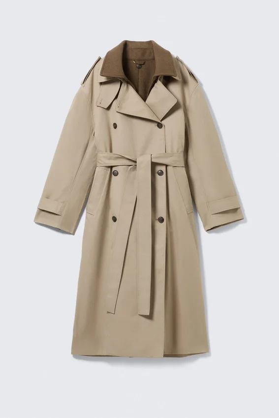 Übergroßer Trenchcoat mit herausnehmbarem Futter – Beige Übergroßer Trenchcoat mit herausnehmbarem Futter – Beige