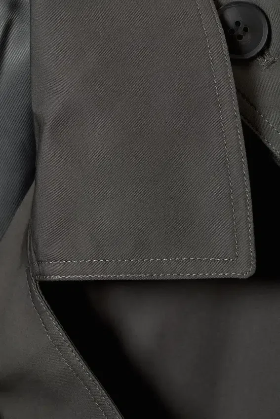 Übergroßer zweireihiger Trenchcoat aus Canvas – Dunkelgrau Übergroßer zweireihiger Trenchcoat aus Canvas – Dunkelgrau