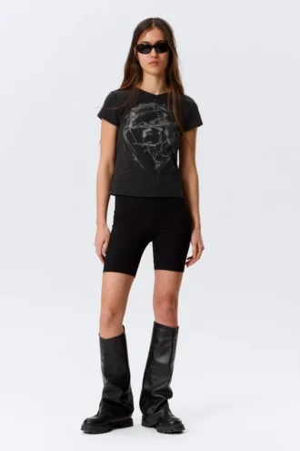 Bikershorts mit mittlerer Leibhöhe – Schwarz Bikershorts mit mittlerer Leibhöhe – Schwarz