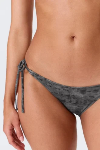 Bikini-Hose mit Bändern – bedruckt, dunkelgrau