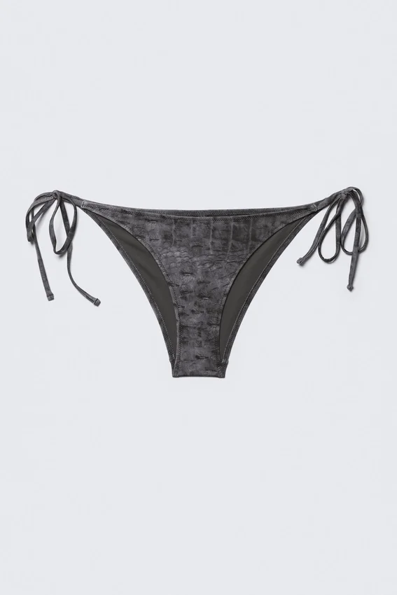 Bikini-Hose mit Bändern – bedruckt, dunkelgrau Bikini-Hose mit Bändern – bedruckt, dunkelgrau