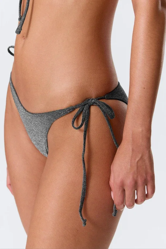 Bikini-Hose mit Bändern – Dunkelgrau – Glitzer Bikini-Hose mit Bändern – Dunkelgrau – Glitzer