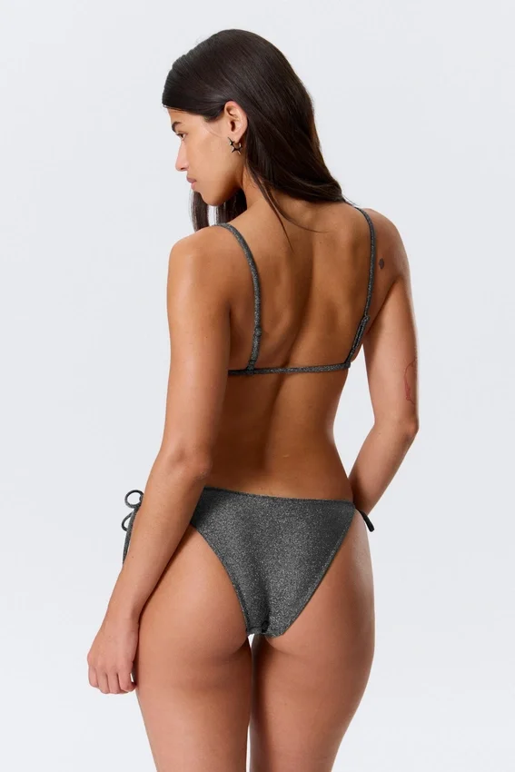Bikini-Hose mit Bändern – Dunkelgrau – Glitzer Bikini-Hose mit Bändern – Dunkelgrau – Glitzer