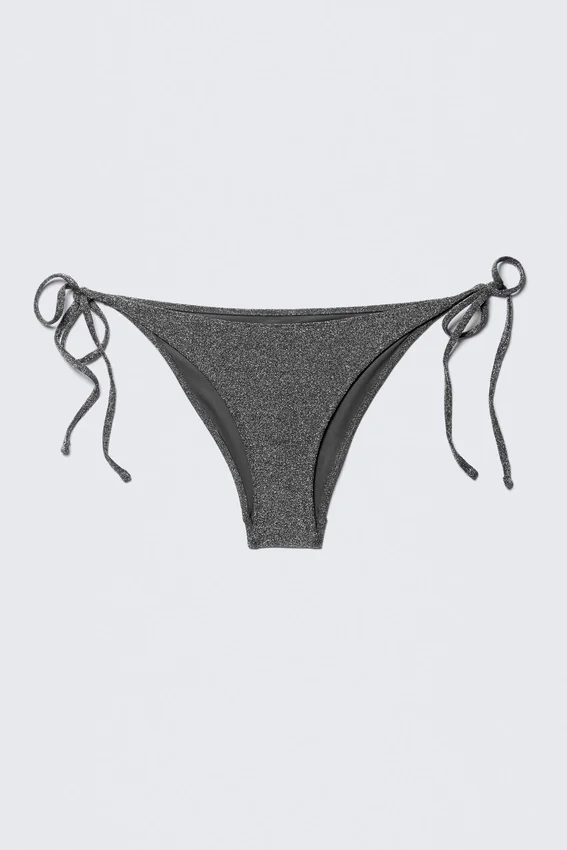 Bikini-Hose mit Bändern – Dunkelgrau – Glitzer Bikini-Hose mit Bändern – Dunkelgrau – Glitzer