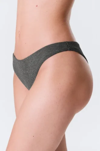 Bikini-Hose mit mittlerer Leibhöhe und Glitzer – Grau – Glitzer