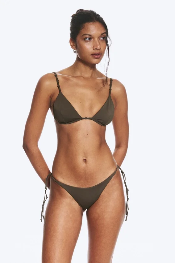 Bikini-Hose mit mittlerer Leibhöhe und Knoten – Dark Mole Bikini-Hose mit mittlerer Leibhöhe und Knoten – Dark Mole