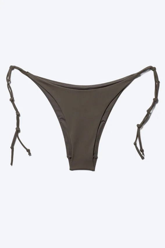 Bikini-Hose mit mittlerer Leibhöhe und Knoten – Dark Mole Bikini-Hose mit mittlerer Leibhöhe und Knoten – Dark Mole