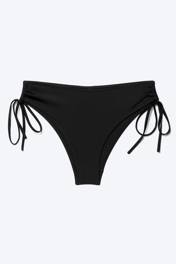 Bikini-Hose mit seitlichen Bändern – Schwarz Bikini-Hose mit seitlichen Bändern – Schwarz