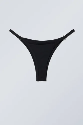 Bikini-Höschen mit Lochmuster – Schwarz