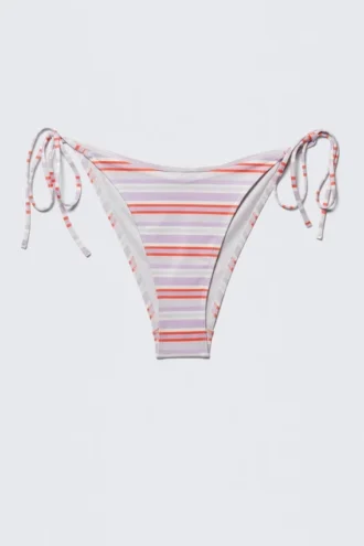 Bikini-Höschen mit Trägern und Print – Lila & rote Streifen