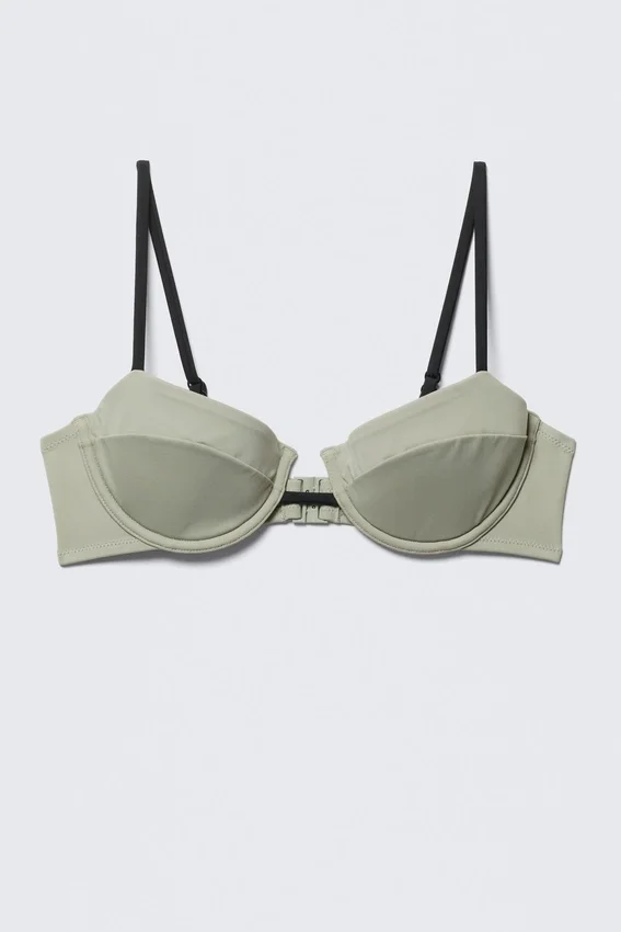 Bikini-Oberteil mit Bügeln und Polsterung – Hellkhaki Bikini-Oberteil mit Bügeln und Polsterung – Hellkhaki