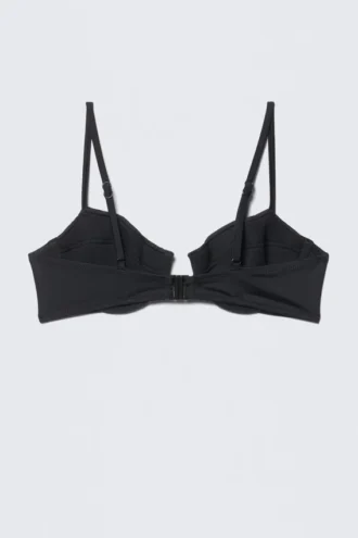 Bikini-Oberteil mit Bügeln und Polsterung – Schwarz