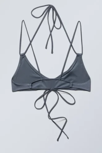 Bikini-Oberteil mit Trägern – Blau schimmernd