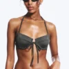 Bikini-Oberteil mit Trägern und Bügel – Dunkelgrau schimmernd Bikini-Oberteil mit Trägern und Bügel – Dunkelgrau schimmernd