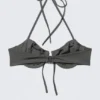 Bikini-Oberteil mit Trägern und Bügel – Dunkelgrau schimmernd Bikini-Oberteil mit Trägern und Bügel – Dunkelgrau schimmernd