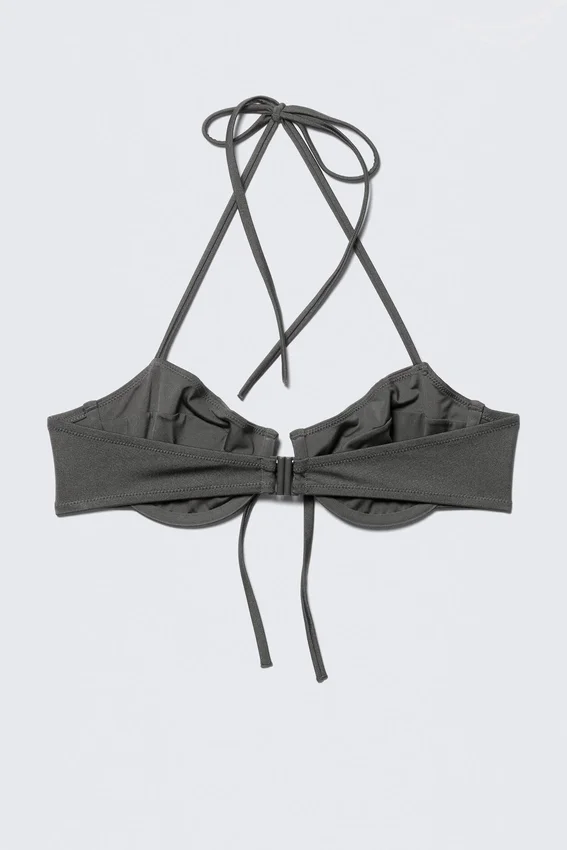 Bikini-Oberteil mit Trägern und Bügel – Dunkelgrau schimmernd Bikini-Oberteil mit Trägern und Bügel – Dunkelgrau schimmernd