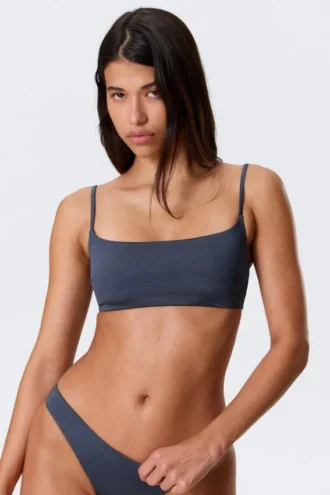 Bikini-Oberteil mit U-Ausschnitt – Dunkelblau