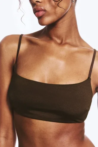 Bikini-Oberteil mit U-Ausschnitt – Dunkelbraun
