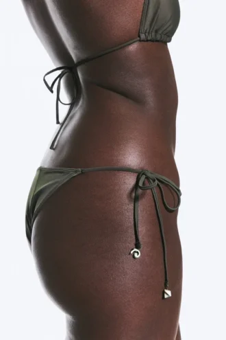 Bikini-Tanga-Unterteil mit Bindebändern – Dark Mole