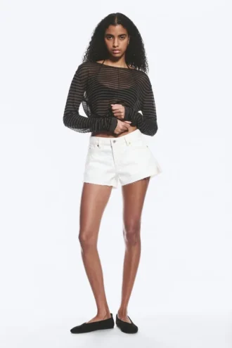 Bite Low Rise Mini-Jeansshorts – Dirty White – Weiß Bite Low Rise Mini-Jeansshorts – Dirty White – Weiß