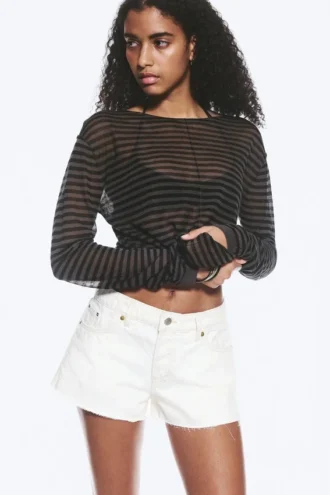 Bite Low Rise Mini-Jeansshorts – Dirty White – Weiß Bite Low Rise Mini-Jeansshorts – Dirty White – Weiß