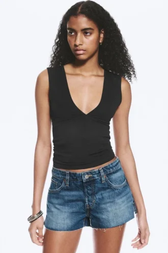 Bite Mini-Jeansshorts mit niedriger Leibhöhe – Radio Blue – Mittelblau Bite Mini-Jeansshorts mit niedriger Leibhöhe – Radio Blue – Mittelblau