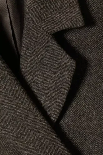 Blazer aus Wollmischung mit Fischgrätenmuster – Braun/Grau