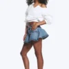 Bluse mit Ballonärmeln – Staubweiß Bluse mit Ballonärmeln – Staubweiß