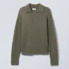Bobby Relaxed Strick-Polo-Pullover – Khaki-Grün Bobby Relaxed Strick-Polo-Pullover – Khaki-Grün
