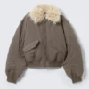 Bomberjacke mit Kunstfellkragen – Dark Mole Bomberjacke mit Kunstfellkragen – Dark Mole