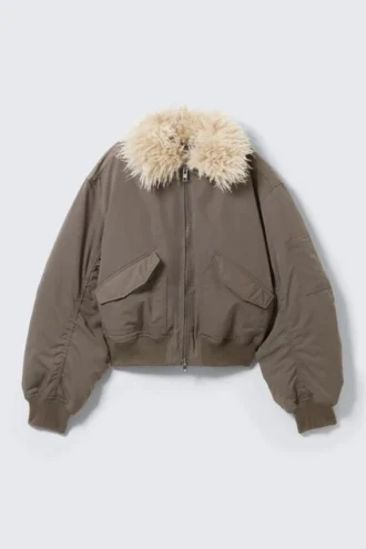 Bomberjacke mit Kunstfellkragen – Dark Mole