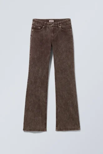 Bootcut-Hose aus Baumwolle mit niedriger Leibhöhe – strukturiert, dunkelbraun