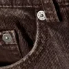 Bootcut-Hose aus Baumwolle mit niedriger Leibhöhe – strukturiert, dunkelbraun Bootcut-Hose aus Baumwolle mit niedriger Leibhöhe – strukturiert, dunkelbraun
