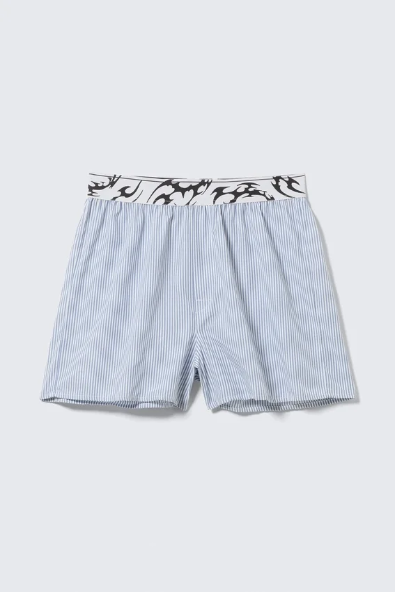 Boxershorts – Weiß – Blaue Streifen Boxershorts – Weiß – Blaue Streifen