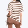 Boxy-Baumwoll-T-Shirt – Weiß/Braun/Pfirsich gestreift Boxy-Baumwoll-T-Shirt – Weiß/Braun/Pfirsich gestreift