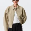 Boxy-Baumwolljacke mit Reißverschluss – Beige Boxy-Baumwolljacke mit Reißverschluss – Beige
