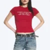 Boxy bedrucktes Kurzarm-T-Shirt – Rot – Communication Boxy bedrucktes Kurzarm-T-Shirt – Rot – Communication
