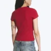 Boxy bedrucktes Kurzarm-T-Shirt – Rot – Communication Boxy bedrucktes Kurzarm-T-Shirt – Rot – Communication