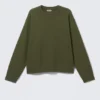 Boxy Distressed Sweatshirt – Dunkelgrün