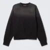 Boxy Distressed Sweatshirt – Faded Black