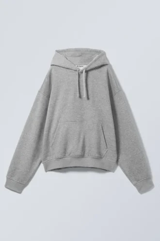 Boxy Heavyweight Kapuzenpullover – Grau meliert