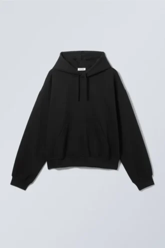Boxy Heavyweight Kapuzenpullover – Schwarz