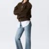 Boxy-Jacke aus Wildleder mit Reißverschluss – Dunkelbraun Boxy-Jacke aus Wildleder mit Reißverschluss – Dunkelbraun