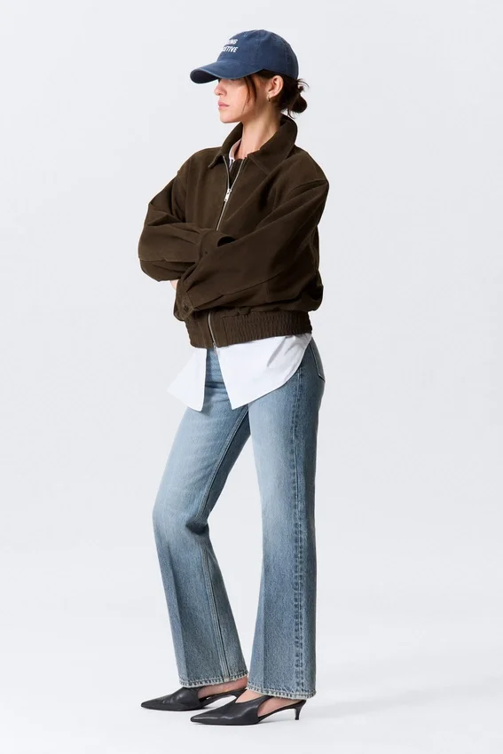 Boxy-Jacke aus Wildleder mit Reißverschluss – Dunkelbraun Boxy-Jacke aus Wildleder mit Reißverschluss – Dunkelbraun