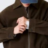 Boxy-Jacke aus Wildleder mit Reißverschluss – Dunkelbraun Boxy-Jacke aus Wildleder mit Reißverschluss – Dunkelbraun