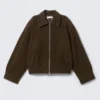 Boxy-Jacke aus Wildleder mit Reißverschluss – Dunkelbraun Boxy-Jacke aus Wildleder mit Reißverschluss – Dunkelbraun